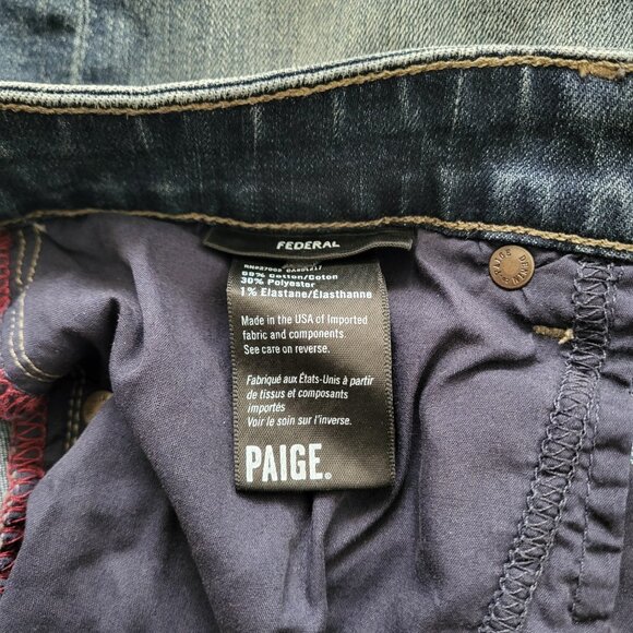 Paige Federal Legacy Slim Fit Jeans Crescent Destructed Wash Men's Size 30 - Picture 7 of 8